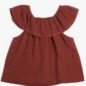 Rust Sleeveless Ruffle Top